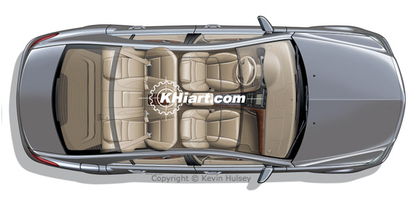 Generic car interior seating top view