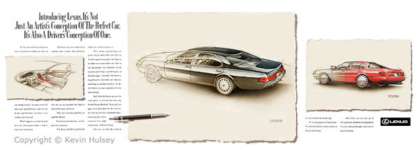 Lexus LS400 concept drawings