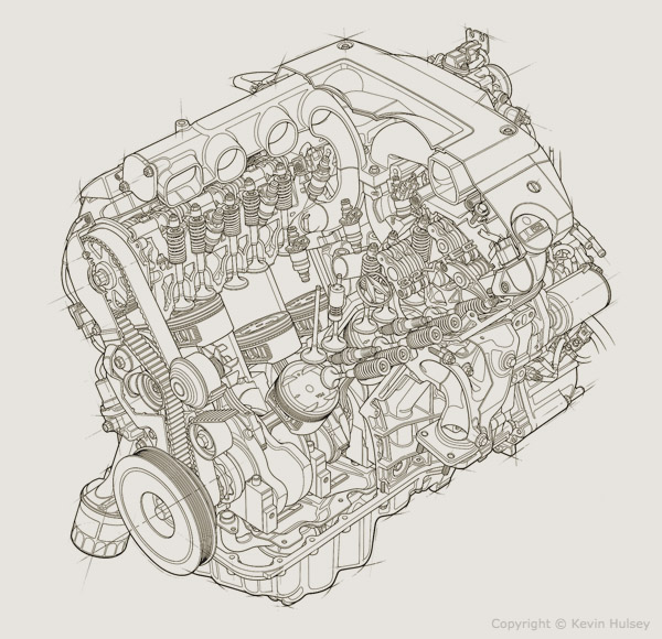 Engine line drawing