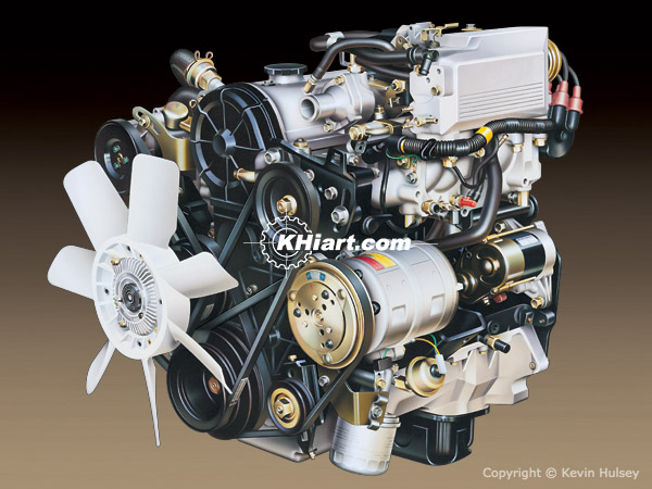 Truck engine cutaway
