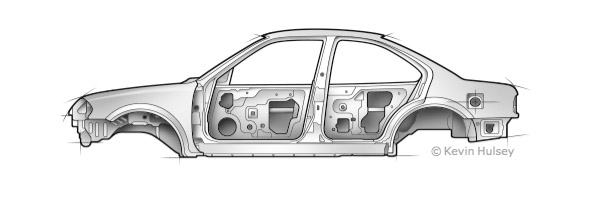 steel unibody line drawing